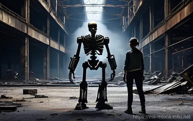 터미네이터 영화 촬영된 장소 - **Prompt 2: Police Station Chaos**
    "An intense action scene within a devastated police station i...